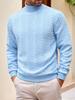 Men's High Neck Solid Color Jacquard Sweater - European Size for Daily Casual or Outdoor Wear In Autumn & Winter.