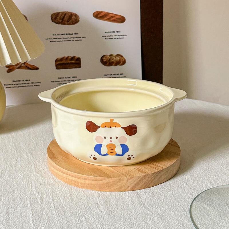 Cute Pacha Dog Ceramic Noodle Bowl Set
