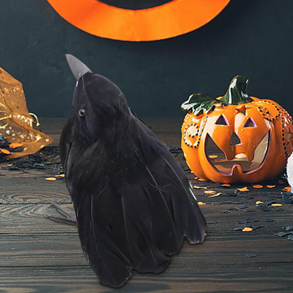 Halloween Bird Decor with Artificial Crows for Garden and Party
