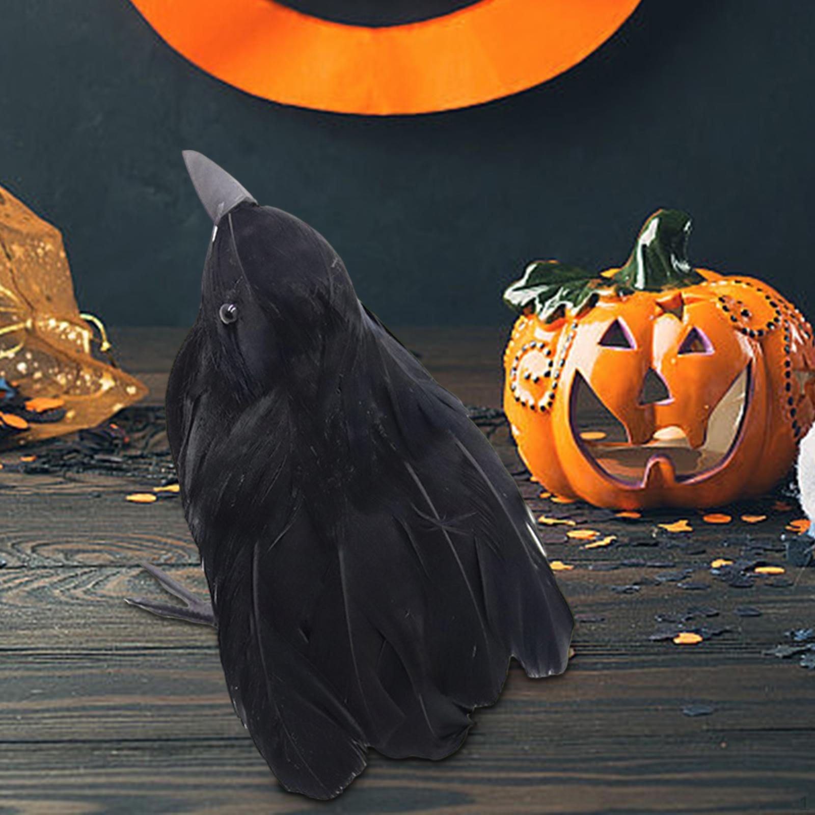 

Halloween Bird Decor with Artificial Crows for Garden and Party Style C