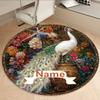 Jeweled Peacock Art Deco Frame With Personalized Name Office Carpet Nonslip Carpet Office Chair Mat Design For Home Bedroom Gift Living Roomt35