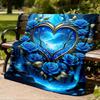 1pc Heart Roses Fantasy Outdoor Flannel Throw Blanket Soft, Cozy, Warm All Season, Machine Washable,