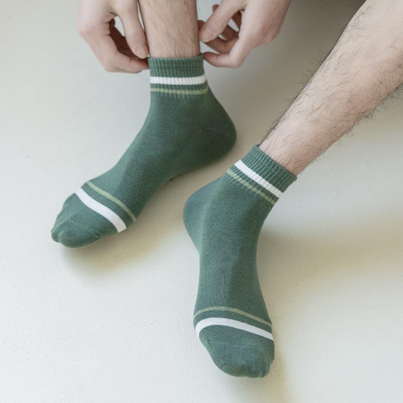 5/10 Pairs Comfortable Casual Spring Summer Socks Men's Short Socks Green Versatile Ins Style Socks Letter M Men's Socks Striped Casual Sports Socks