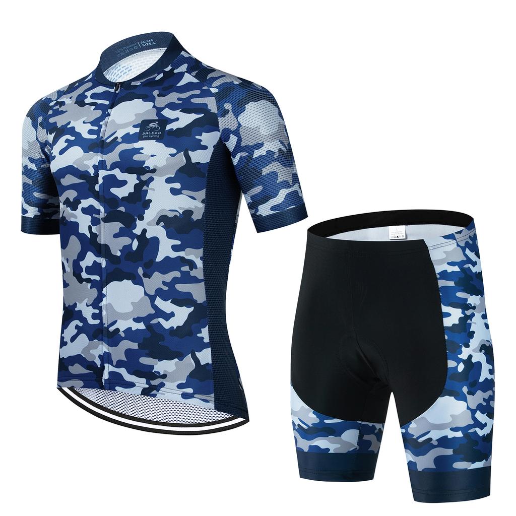 2022 New Camouflage Team Triathlon Cycling Jersey Set Bicycle Clothing Men's Wear Breathable Short Sleeve Shirt Bike Bib Shorts