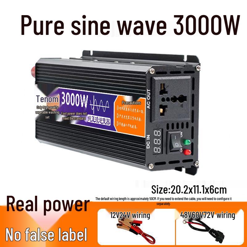 High-Power Foot-Powered Pure Sine Wave Inverter: 12V/24V Trucks to 220V or 48V/60V EV Batteries