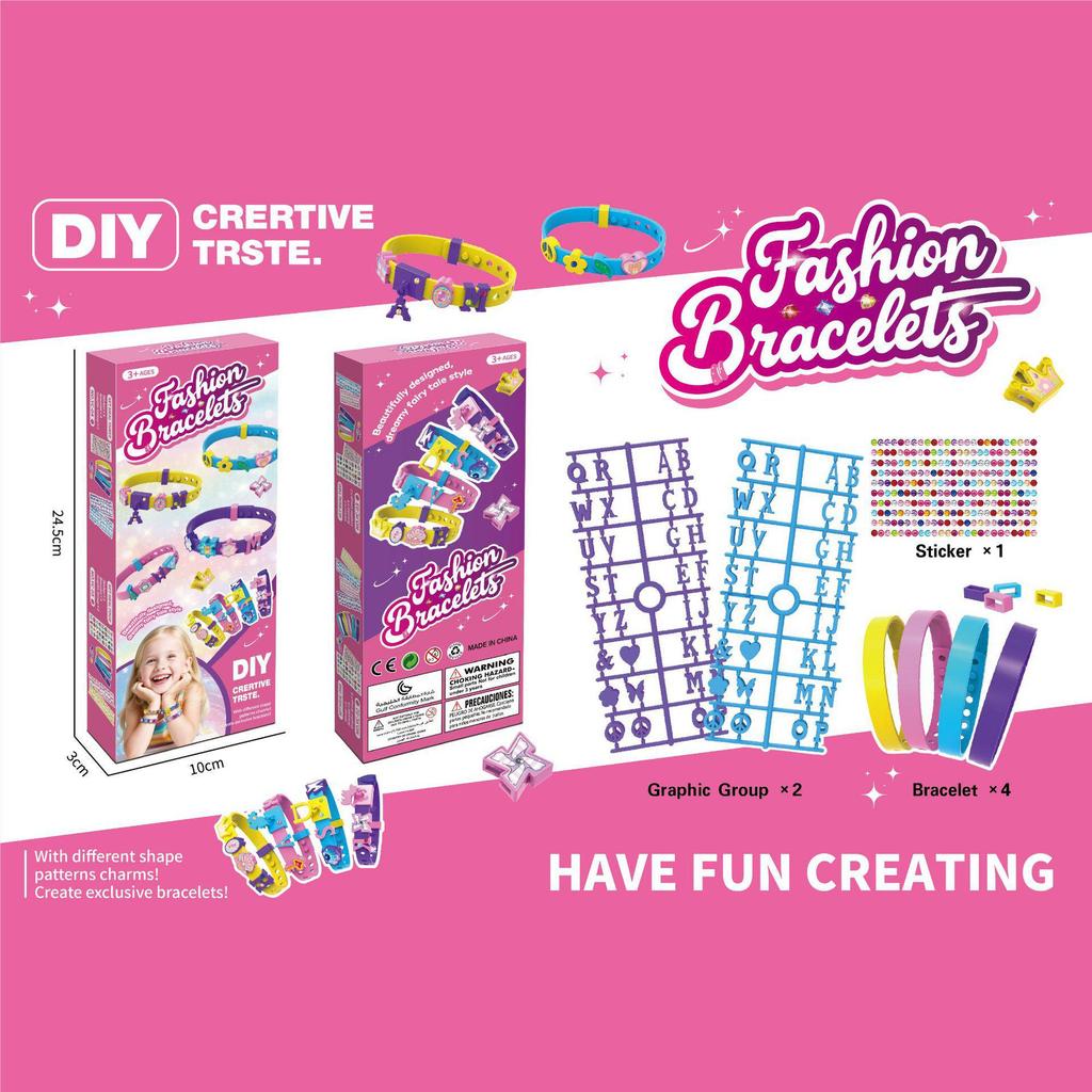 Children's DIY Beaded Bracelet Kit: Creative Cartoon Pendant & Girls' Accessories