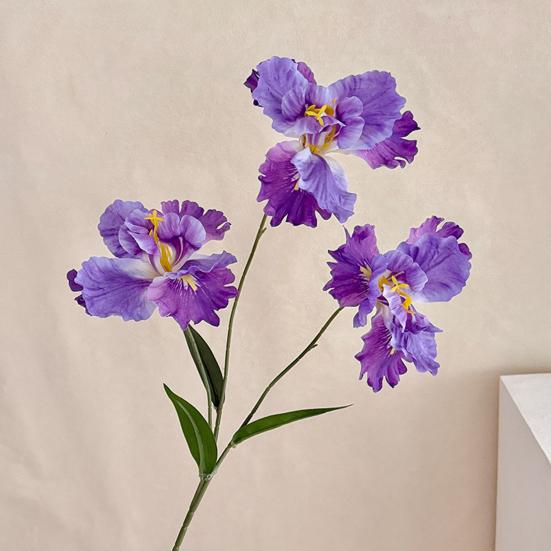 Iris Artificial Flower Realistic Faux Iris Flowers 33" Soft Fabric Indoor Outdoor Decor for Wedding Bridal Bouquets