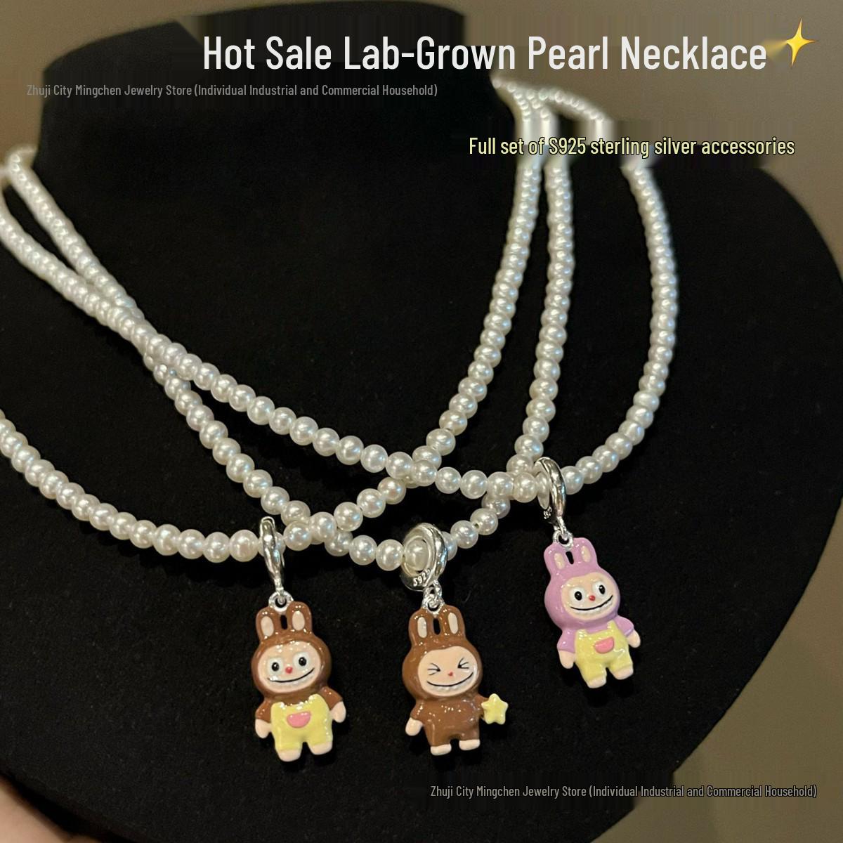 Dopamine Colors Freshwater Pearl Necklace: 3-4mm Baby Pearls with High Gloss - Women s Gift 3-4mm розовый