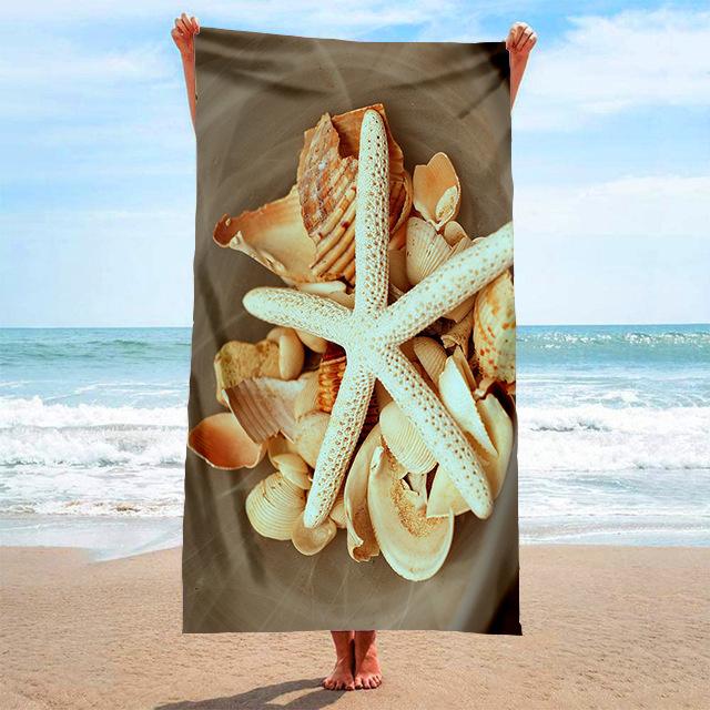 Starfish Shell Beach Towel Delicate Microfiber Kids Adults Bath Towel Outdoor Seaside Soft Blanket Living Room Home Decor Swim
