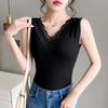 Thermal Underwear Warm Body Tops Vest Sexy Winter Clothing Women Sleeveless Slim Seamless V Neck Lace Side Solid Inner Wear