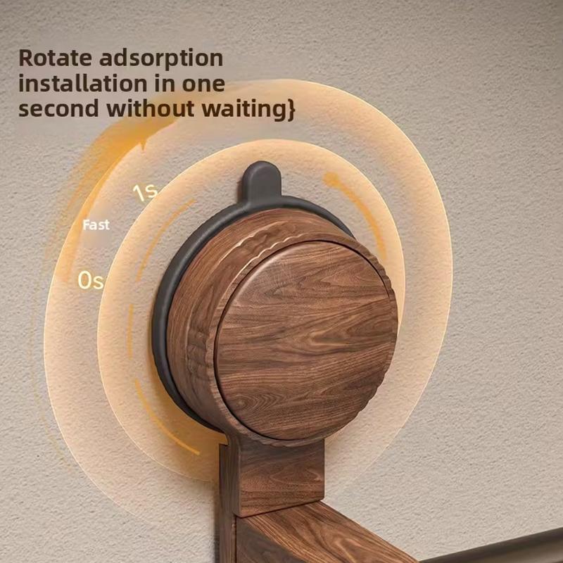 Suction Cup Walnut Towel Rack Medieval Style Punch-Free Wall-Mounted Bathroom Towel Ring Bathroom Towel Hanging Rack
