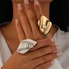 DIEZI Exaggerated Irregular Imitation Pearl Adjustable Rings For Women Men Fashion Gold Silver Color Metal Knuckle Joint Ring