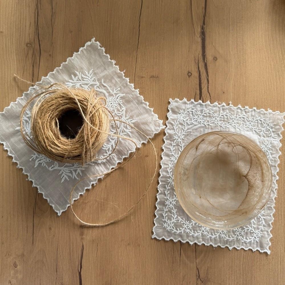Retro Flower Embroidered Lace Placemats Lightweight Square Table Cup Mat French Soft Flounced Western Food Mats Table Decor