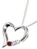 [Your and My Jewelry Box] Silver Natural Garnet Open Heart Pendant Necklace [January Birthstone] 14176 [Gift Wrapped]