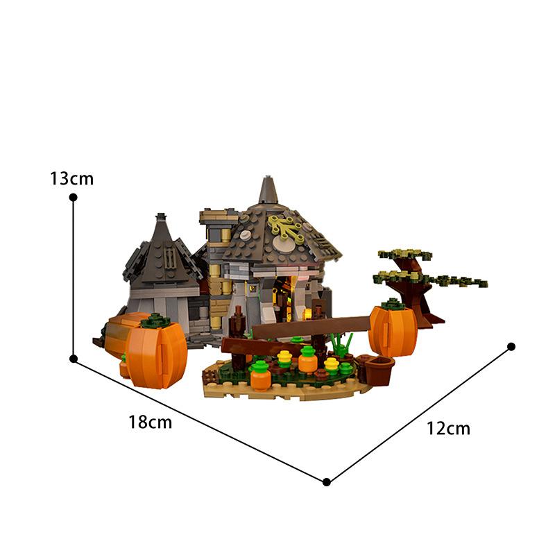 Hut Minifig Scale Mini Brick Building Toy Creative Building Blocks Halloween Pumpkin Hut Birthday Halloween Gift For Kids