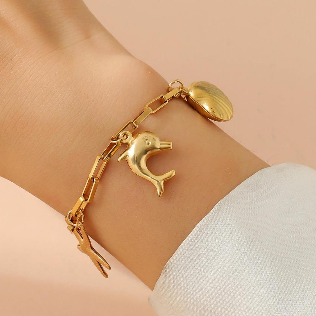 Stainless Steel Bohemian Starfish Dolphin Seashell Bracelet
