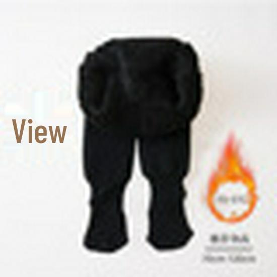 Winter Velvet Thickened Tights with Big Bow for Babies - Knit Cotton Outerwear Base Layer Tights