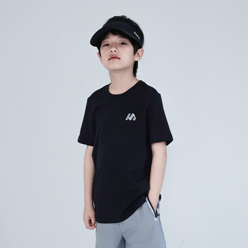 

2025 Летняя детская спортивная футболка с коротким рукавом из 100% хлопка для мальчиков 150 cm чёрный