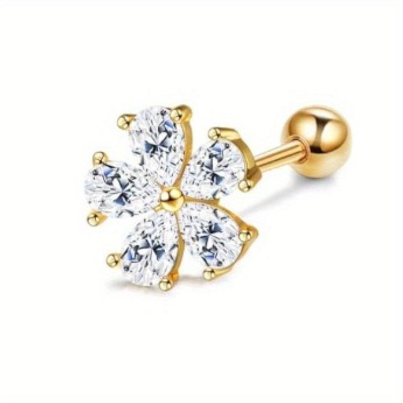 Drperfect Stainless Steel 16G Cartilage Earrings Studs Tragus Couch Helix Piercing Jewelry Flower Leaf Cartilage Helix Earrings