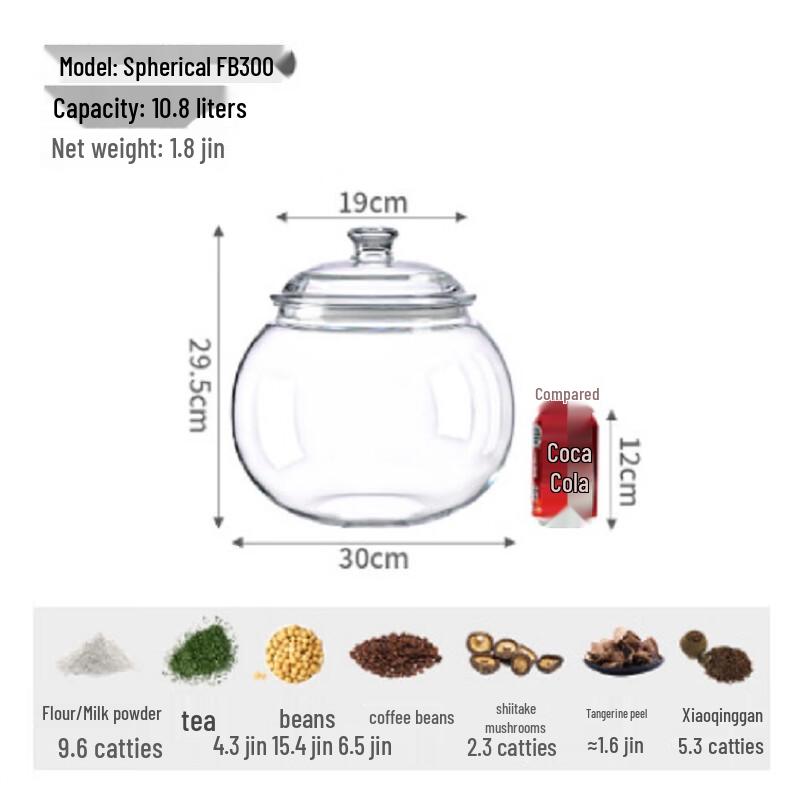 10.8L Transparent PC Spherical Food Storage Jar