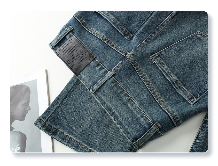 Nostalgic Blue Slim Fit High-Waisted Flare Jeans - Women's 2024 Spring/Autumn Pear-Shaped Slimming Pants