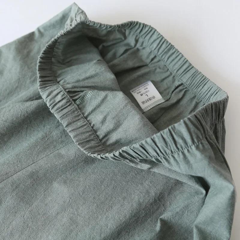 Spring/Autumn Kimono Mens Pajamas Men Sleepwear Male Thin Ninth Sleeve Lace-Up Top + Pants Loose Two-piece Homewear