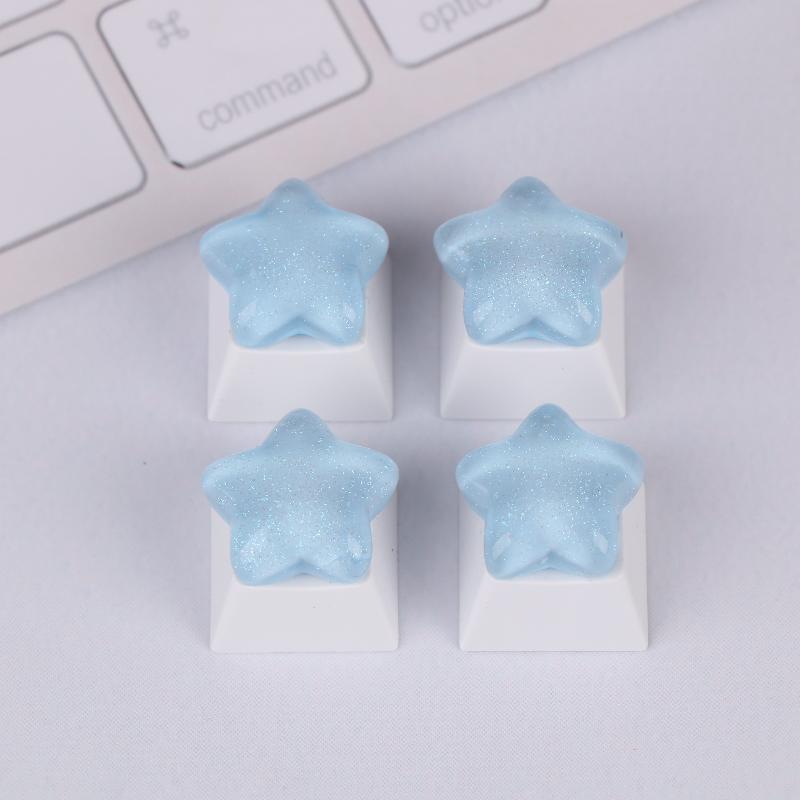 4Pcs Cute Star Keycaps Sweet Translucent Girl Personalized Gift Key Cap For Mechanical Keyboard Accessories