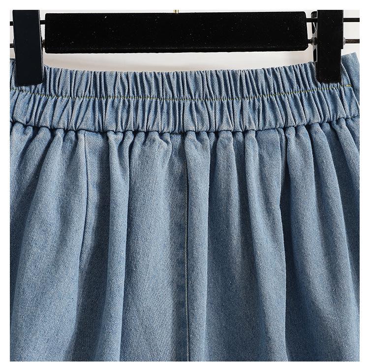 Plus Size Women's High Waist Denim A-Line Shorts - 200 lbs Summer Loose Fit Hot Pants