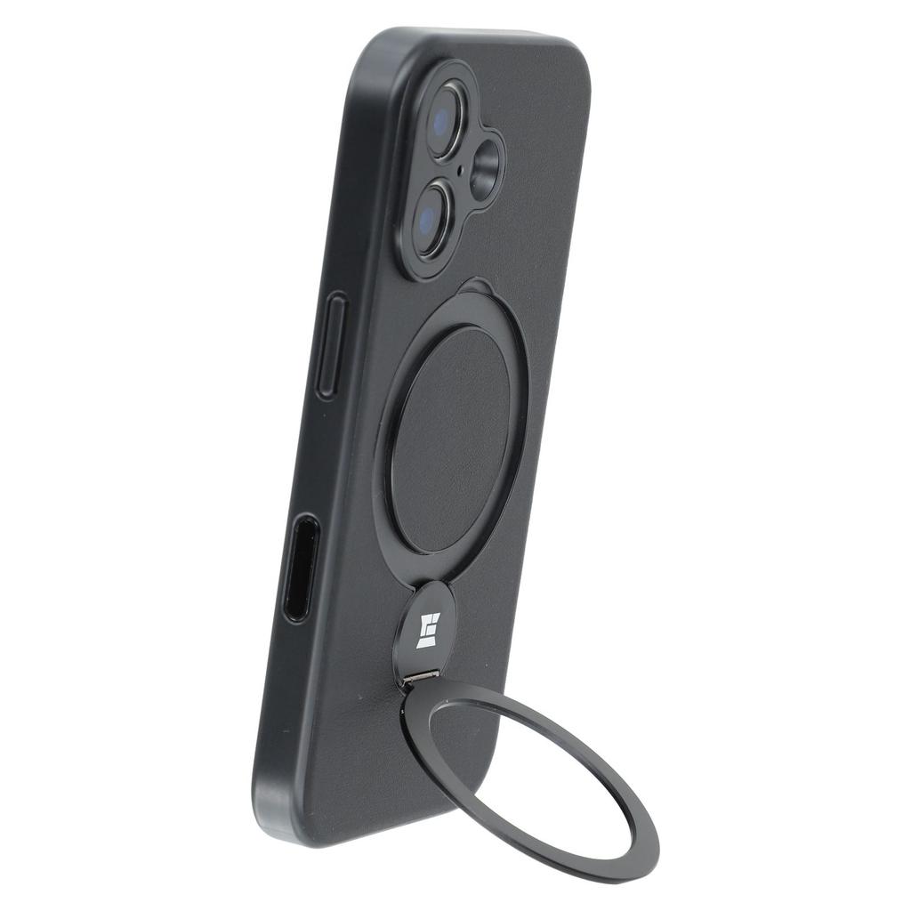 For iPhone 16 Plus Case Kickstand TPU PC Leather Phone Back Cover with AI Button