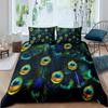 Peacock Feather Print Duvet Cover Bird Feathers Element Bedding Set Ultra Psychedelic Swirl Comforter Cover Colorful Bedclothes