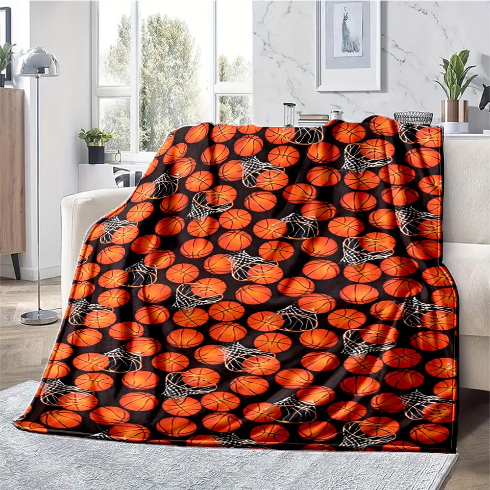 Basketball Theme Printed Blanket - Perfect for Couch, Bed, Travel & Outdoor Use | Machine Washable, Cozy & Durable.
