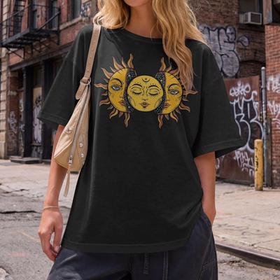 Sun Moon Celestial T Shirt, Vintage Astrology Graphic Tee, Boho Witchy Shirt, Mystic Gift