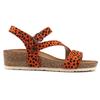 Lunar Womens/Ladies Muster Leopard Print Wedge Heel Sandals