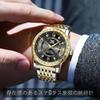 Generic Men's Quartz Watch 42mm Stainless Steel Round Face Calendar Day Date Diamond Index Water Resistant Black