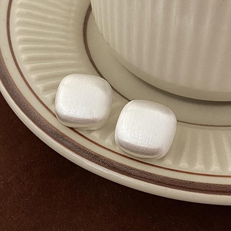 PONYKISS  Sterling Silver Wire Drawing Square Stud Earrings for Women Trendy Fine  Minimalist Geometric Accessories