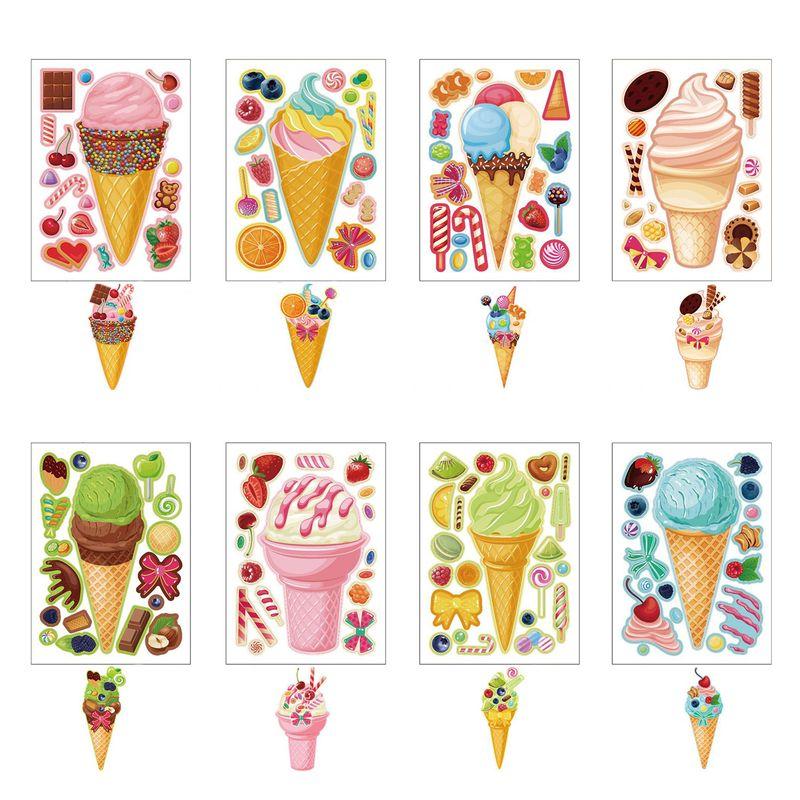 

Summer Fruit Cake Ice Cream Car Creative Cartoon Animation Matching Interactive Puzzle DIY Handmade Stickers Ice Cream Cone [8]]