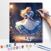 Disney DIY Painting Kit Alice Rain Classic Style Home Decor Craft Gift Idea Art Paint by Numbers Set Elegant Wonderland Wall Decor Painting