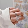 18K Rose Gold Double-Sided Ring: Red and Blue Agate Four-Leaf Clover Flip Design