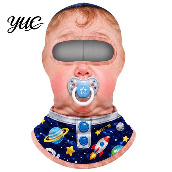 Funny Face Balaclava Baby Mask, Breathable Ice Silk Cover, Anti-Slip Covering Full Protection Neck Gaiter for Outdoor Cycling Riding Sun Mask