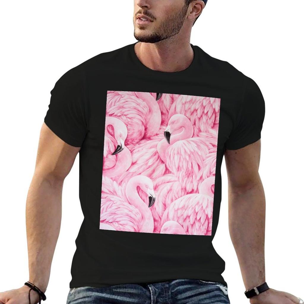 Blush Pink Flamingo Art Tshirt Halloween Casual Tshirt