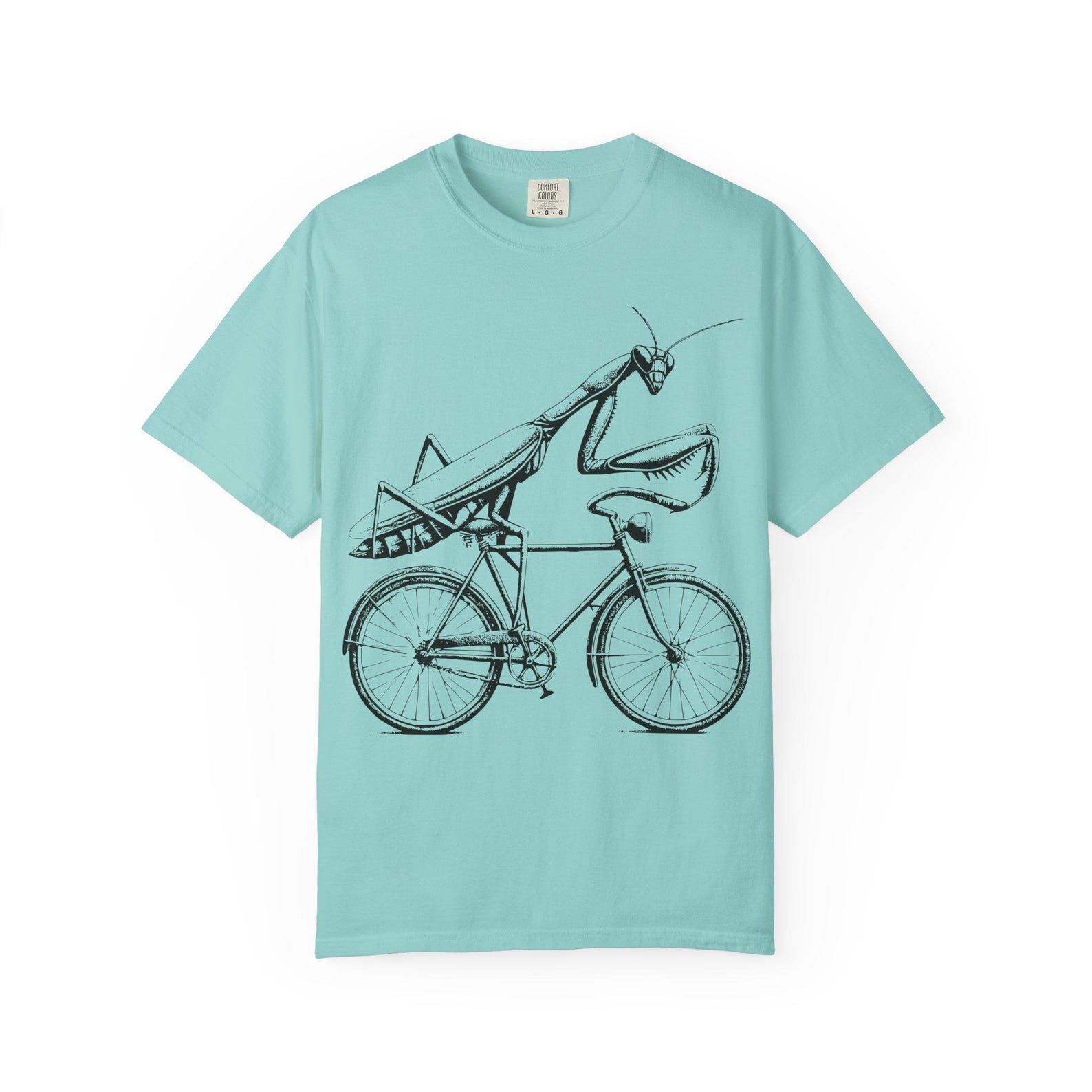 Praying Mantis Bicycle T-Shirt: Vintage Style Graphic Tee 4XL