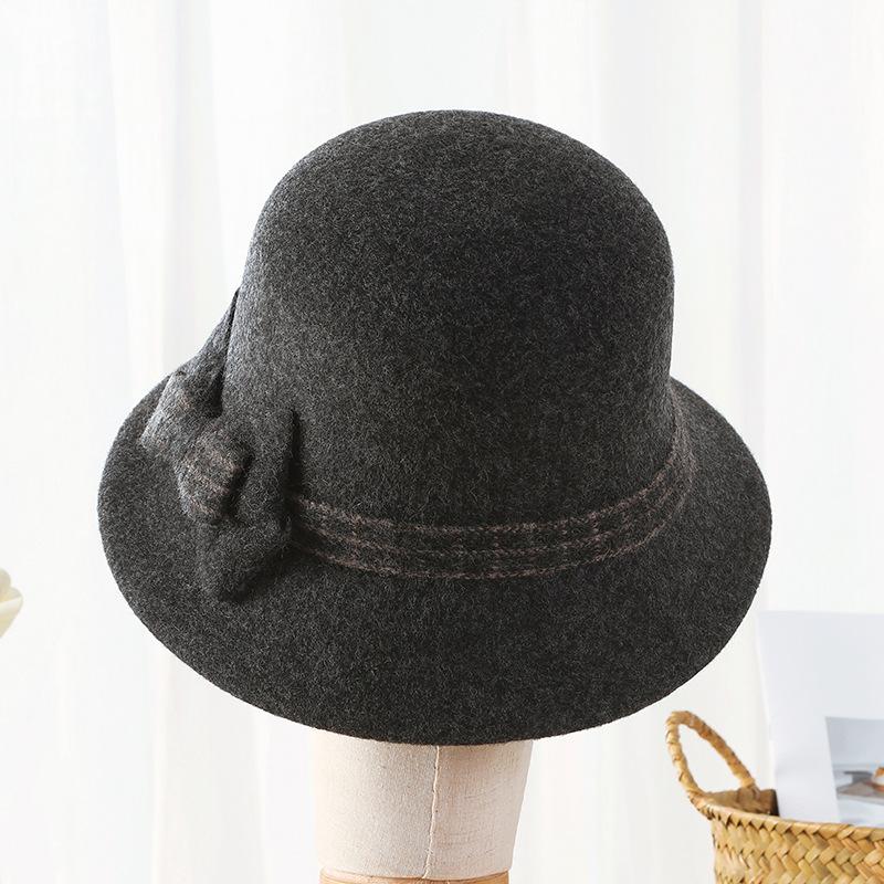 Autumn and Winter Fashion Versatile Hat Women's British Retro Woolen Hat Top Hat High-end Simple Women's Basin Hat