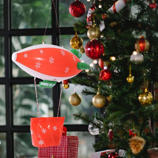 Inflatable Christmas Ball Fires Balloon Ship Flying Boat for Elf Doll Decoration Handmade Seasonal Costume Outdoor Holiday Lawn Ornament