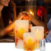 AnnTec LED Candle Light, Autumn Leaves, 3-Piece Set, Flickers Like a Real Flame, Warm Light, Flameless, Safe, Energy-Saving, Includes Remote Control,