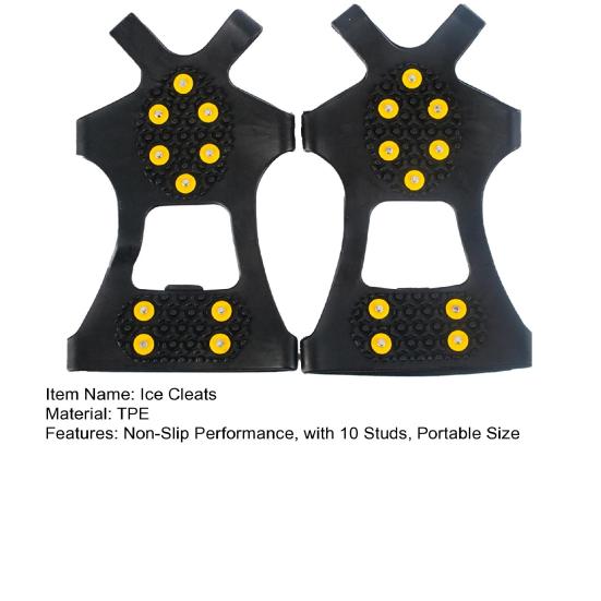 1 Pair Ice Cleats Crampons with 10 Studs Men Women Winter Outdoor Walking Ice Snow Traction Grips Non-slip Shoes Boot Spikes Grippers
