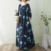 Short Sleeve Plus Size Cotton Vintage Floral New In Dresses for Women Casual Loose Maxi Long Summer Dress