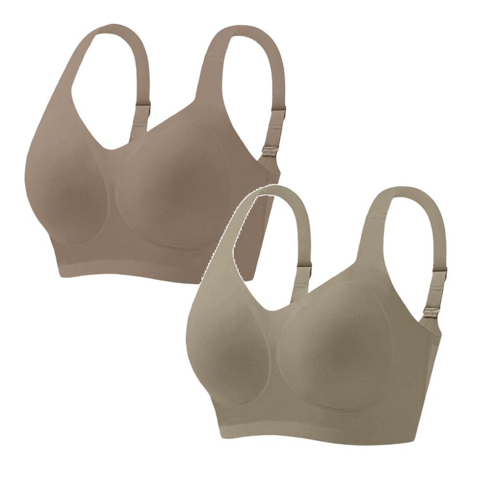 Jelly Bras For Women Soft Wireless Push Up Bra Full Supportive Older Lift Back Coverage Two Piece Set