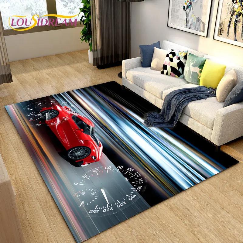 Yeni 3D Spor Araba Konsept Araba Alan Halısı, Oturma Odası Yatak Odası Kanepe Kapı Paspası Dekorasyonu için Halı, Çocuk Oyun Kaymaz Yer Matı