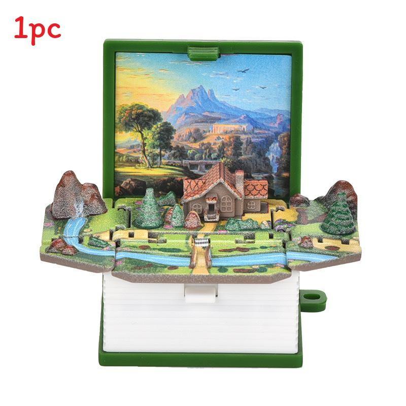 3d Pop Up Puzzle Book Keychain With Fortress Scene For Stress Relief And Creative Gift
