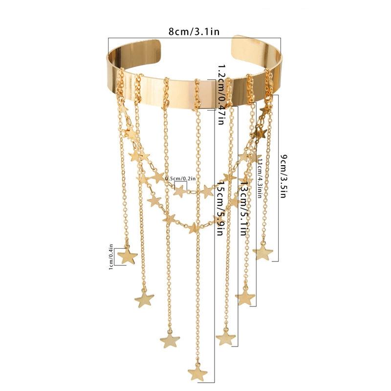 Upper Arm Bracelet Metal Tassel Star Heart Chain Armband Cuff Simple Arm Bangle Armlet Adjustable For Women Girl